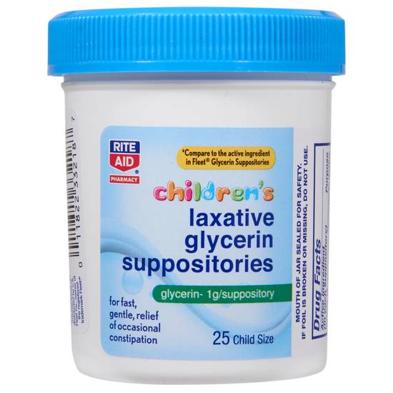 Order Rite Aid Children's Laxative Glycerin Suppositories (25 ct) food online from Rite Aid store, PITTSBURGH on bringmethat.com