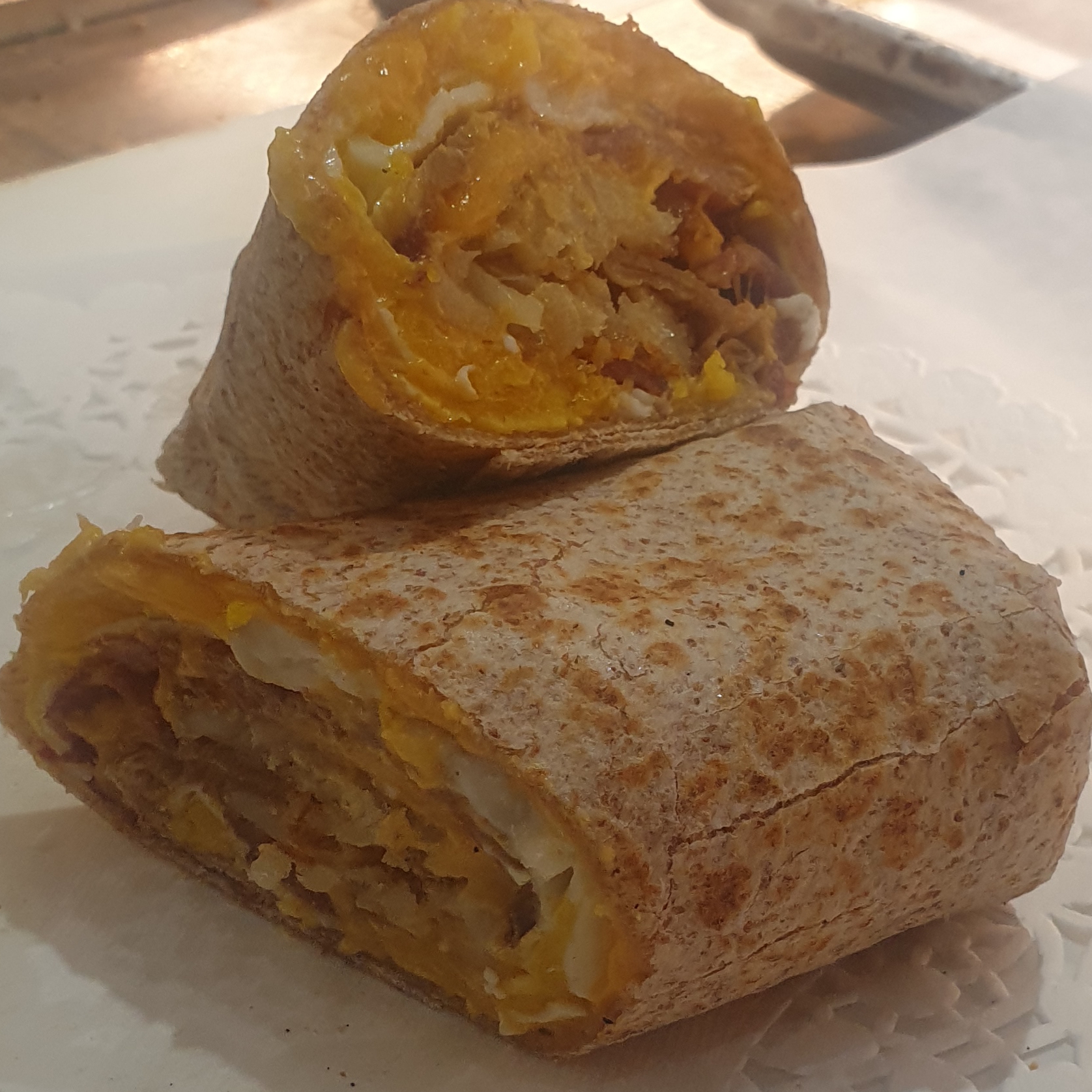 Order 3B-3 Eggs, Bacon, Cheese and Hashbrown in Whole Wheat Wrap food online from Taz Cafe store, New York on bringmethat.com
