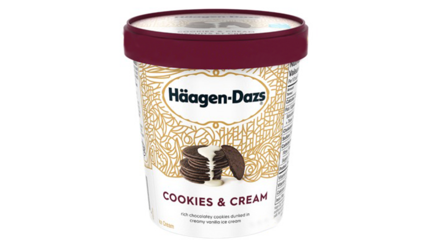 Order Haagen-Dazs Ice Cream Cookies & Cream Pint food online from Orcutt Liquor & Deli store, Orcutt on bringmethat.com
