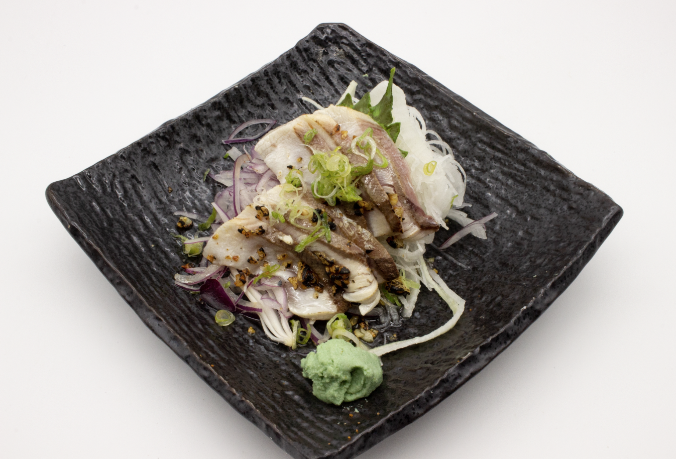 Order Garlic Seared Yellowtail food online from Sushiaru store, Victorville on bringmethat.com