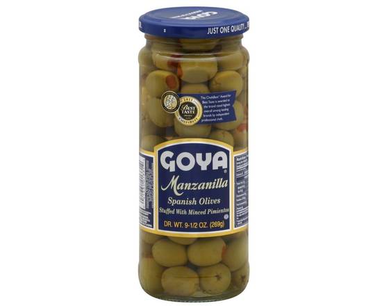Order Goya Manzanilla Olives (9.5 oz) food online from Ctown Supermarkets store, Uniondale on bringmethat.com