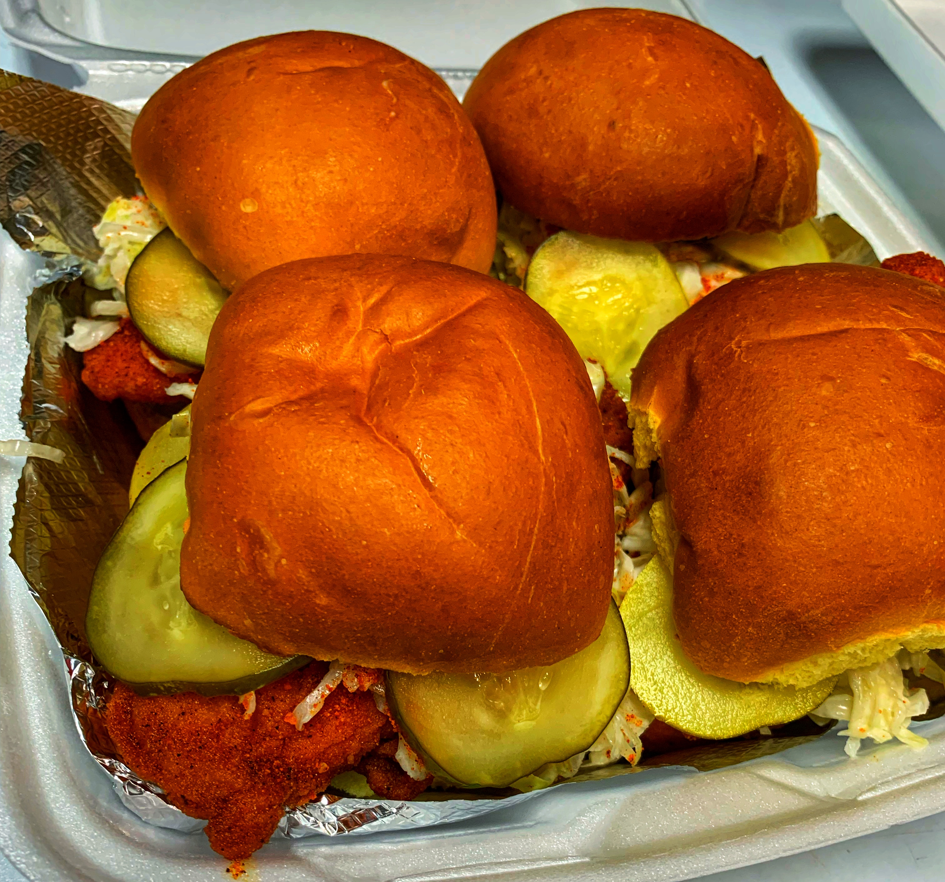 Order TLine Hot Chicken Sliders (4) food online from Township Line Pizza store, Drexel Hill on bringmethat.com
