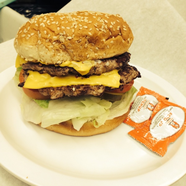 Order 1/4 lb. Double Cheeseburger food online from Oxnard Coffee Shop store, Van Nuys on bringmethat.com