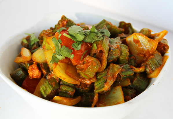Order Bhindi Do Pyaza food online from Saffron Indian Bistro store, Tucson on bringmethat.com