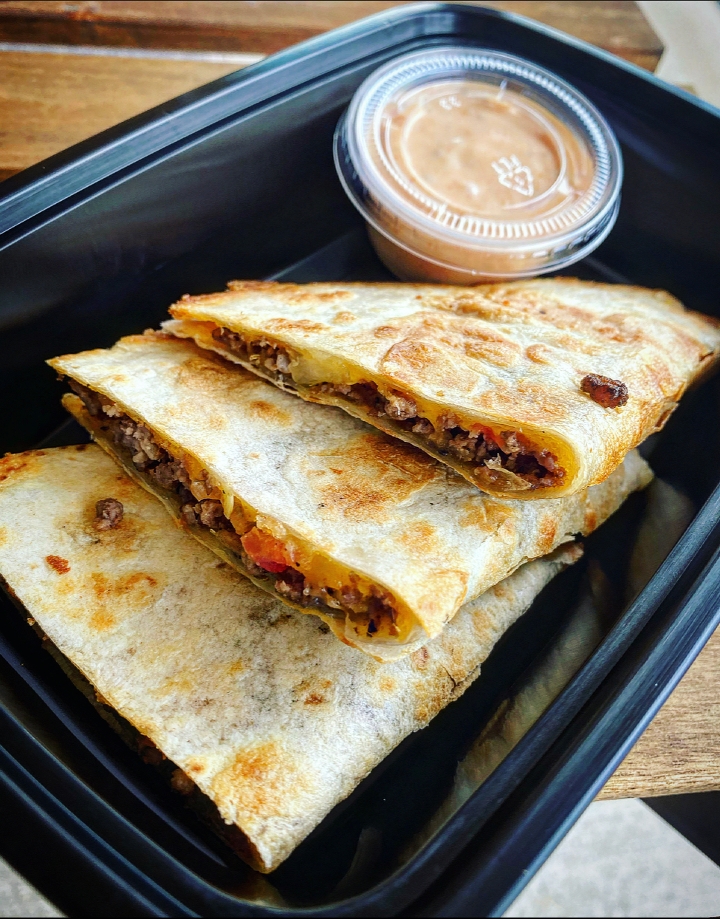 Order Cheeseburger Quesadilla w/ RSP Special Sauce food online from Ready Set Prepd store, New Albany on bringmethat.com