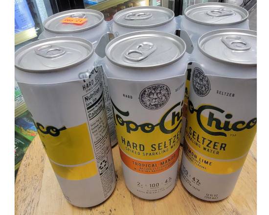 Order Topo Chico 6pk. 12oz. CANS  food online from Hub Market & Deli store, San Diego on bringmethat.com
