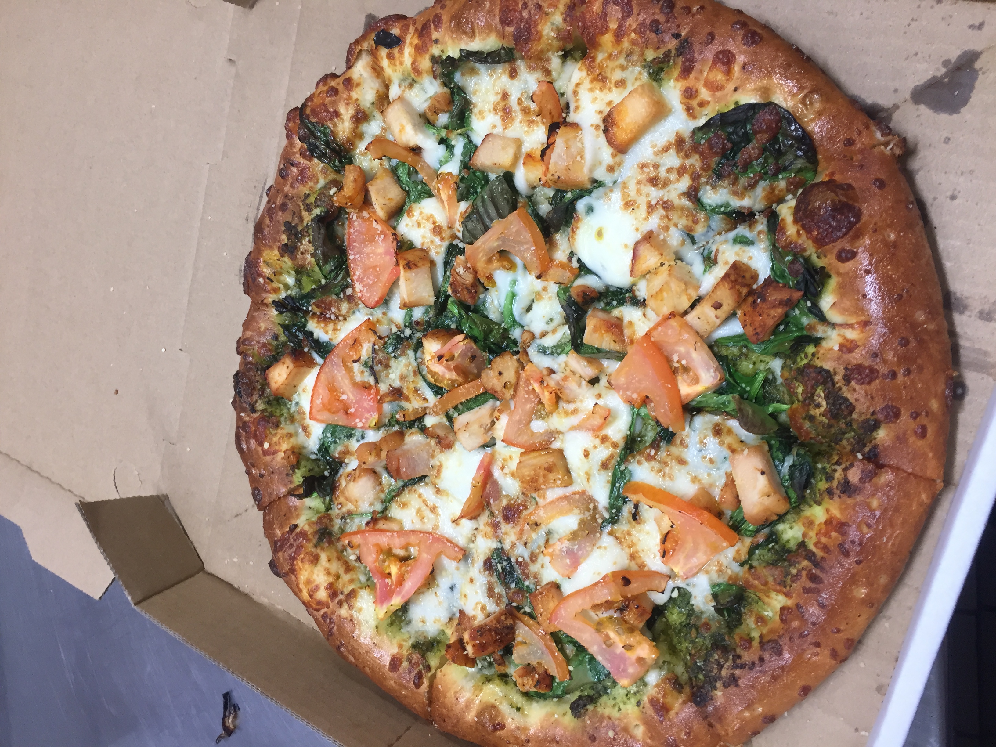 Order Chicken Pesto Pizza food online from 2 for 1 Pizza on Broadway store, Los Angeles on bringmethat.com