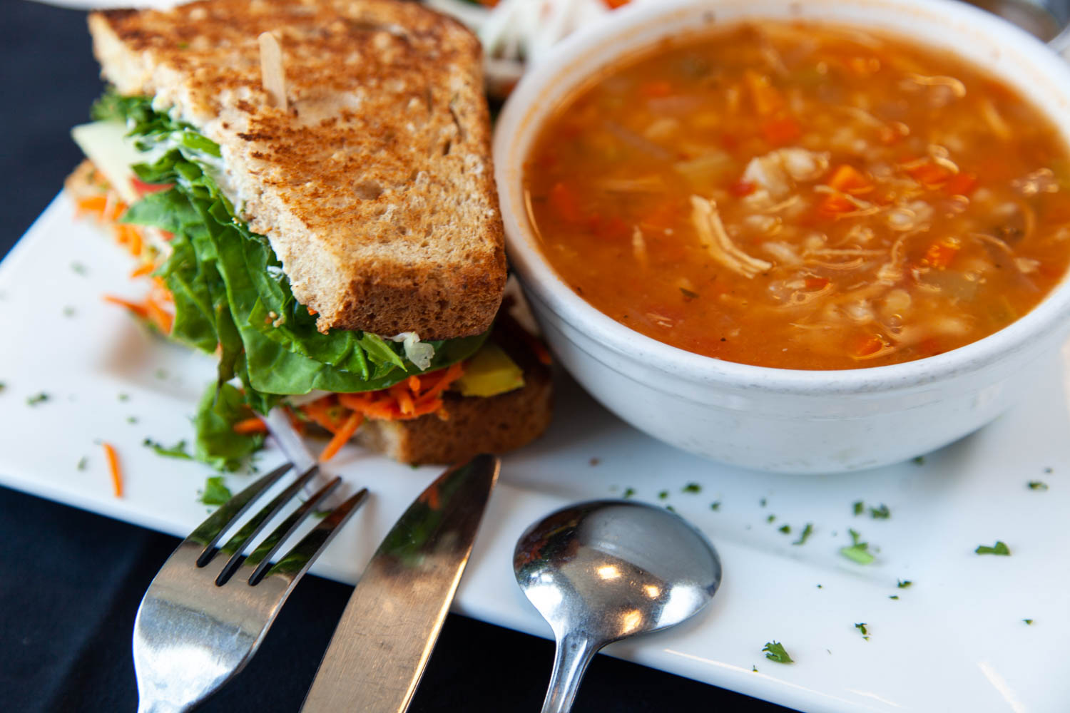 Order 1/2 Sandwich and Soup food online from Energy Life Cafe store, Beverly Hills on bringmethat.com
