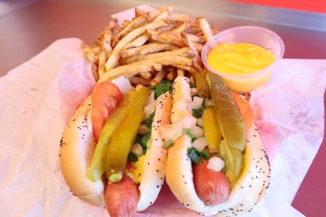 Order 2 Hot Dogs w/Fries & drink food online from Doctor dogs store, Roselle on bringmethat.com