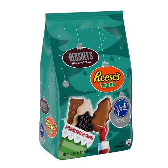 Order HERSHEY'S, REESE'S and YORK Chocolate and White Creme Assortment Candy, Christmas, 31.8 oz, Bulk Variety Bag food online from Cvs store, NEWARK on bringmethat.com
