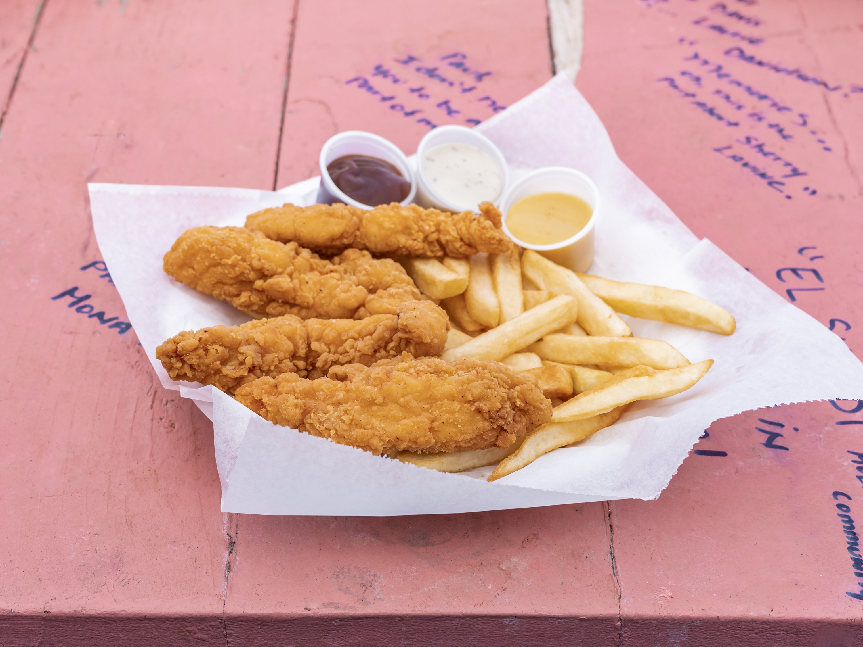 Order Chicken Strips, Fries and Drink food online from Mission Burger store, San Diego on bringmethat.com