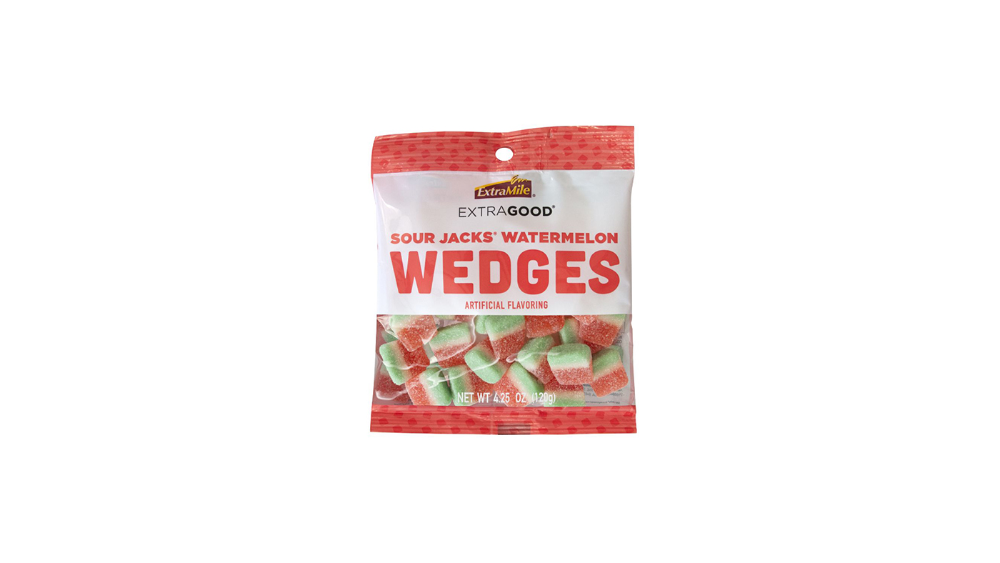 Order ExtraGood Sour Watermelon Wedges 4.25oz food online from Chevron Extramile store, Fountain Valley on bringmethat.com