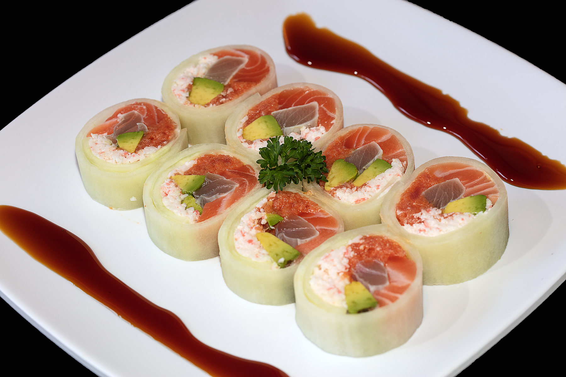 Order 8 Pieces Oishii Roll food online from Oki Doki Sushi store, Hermosa Beach on bringmethat.com