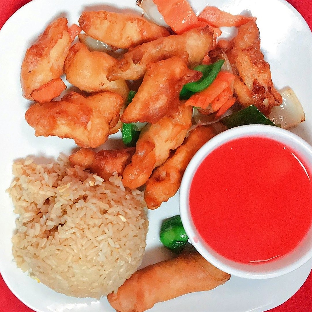 Order Sweet and Sour Chicken Lunch food online from May Dragon Chinese Restaurant store, Dallas on bringmethat.com