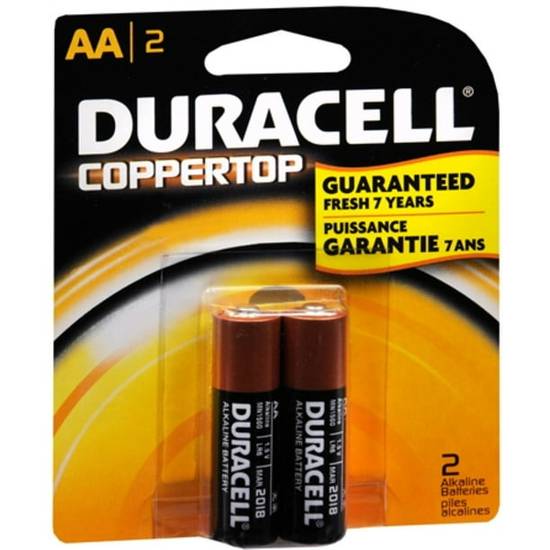 Order Duracell 041333215013 Coppertop AA Battery 2 Pack food online from Exxon Food Mart store, Port Huron on bringmethat.com