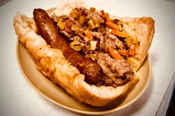 Order Italian Beef and Sausage Sandwich food online from Lucky Chicago Style Grill store, Round Rock on bringmethat.com