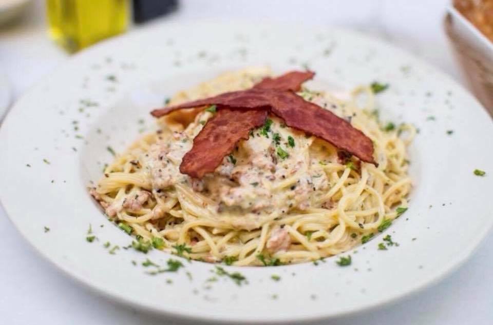 Order Spaghetti Carbonara (Dinner) food online from La Gondola  store, Chicago on bringmethat.com