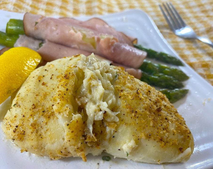 Order Crab Imperial Stuffed Flounder food online from Captain’s Curbside Seafood store, Trappe on bringmethat.com
