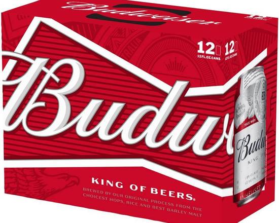 Order Budweiser, 12pk-12oz can beer  food online from Babaro Liquor Store store, Peabody on bringmethat.com