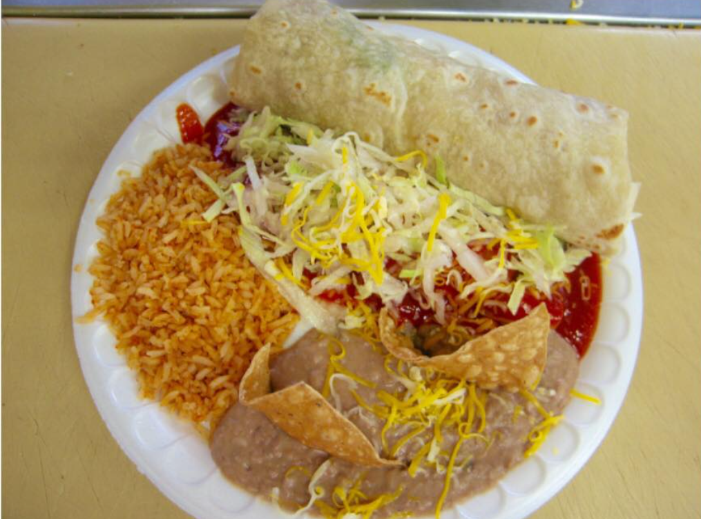 Order #6. Beef Burrito & Enchilada Combo Plate food online from Diego Mexican Food store, Oceanside on bringmethat.com