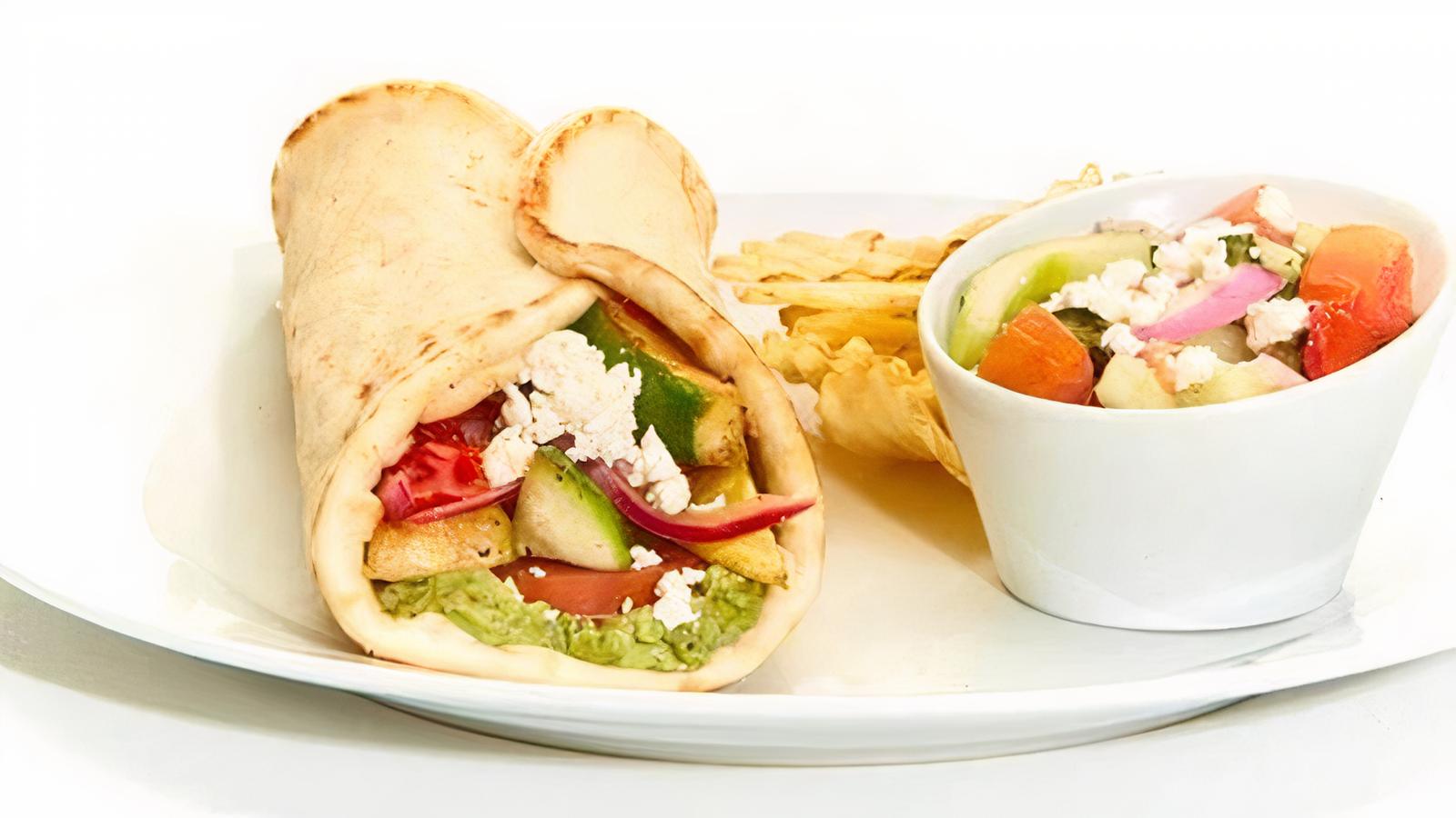 Order Grilled Veggie Gyro food online from Taziki's Mediterranean Cafe store, Brentwood on bringmethat.com
