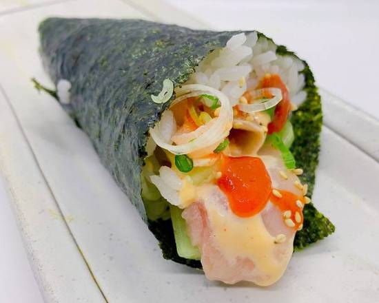 Order Spicy Yellowtail Hand Roll food online from Narumi Sushi store, Lemon Grove on bringmethat.com