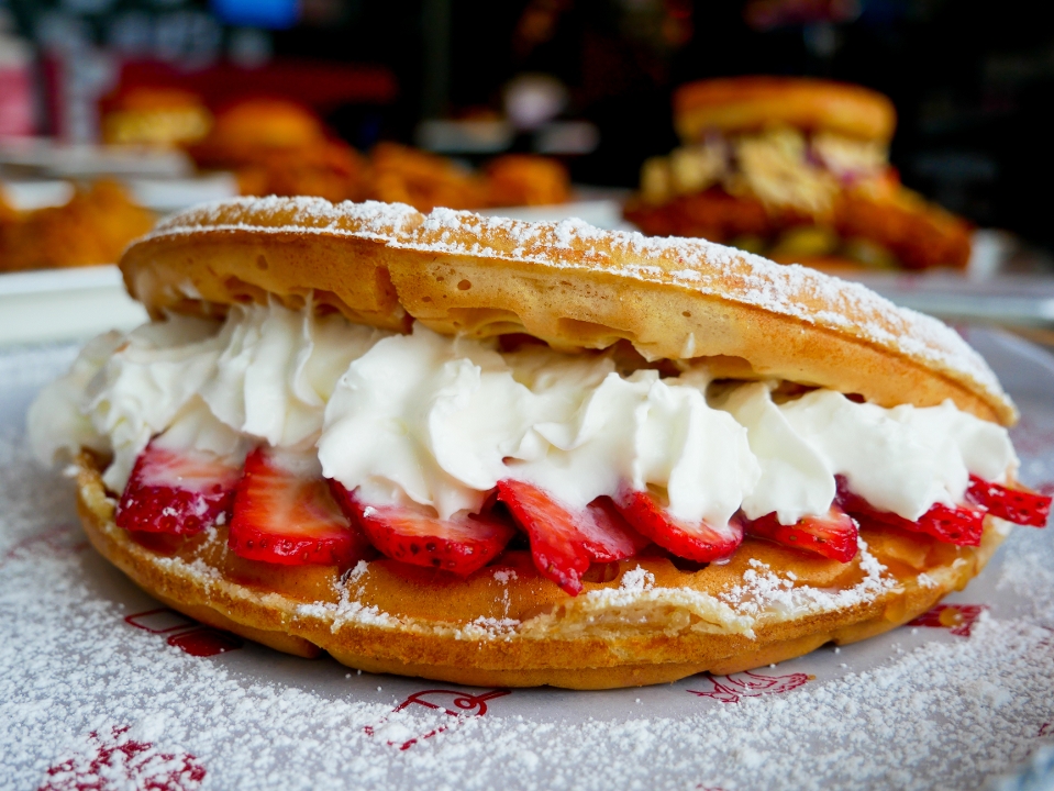 Order Strawberries & Cream food online from The Waffle Bus store, Houston on bringmethat.com
