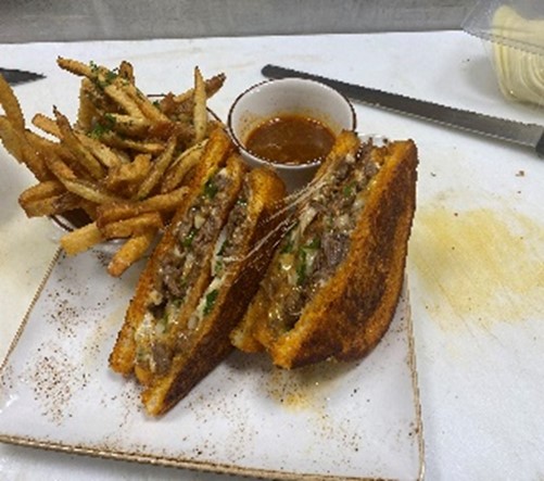 Order Birria Grilled Cheese Sandwich Brunch food online from State Fare Kitchen & Bar store, Houston on bringmethat.com