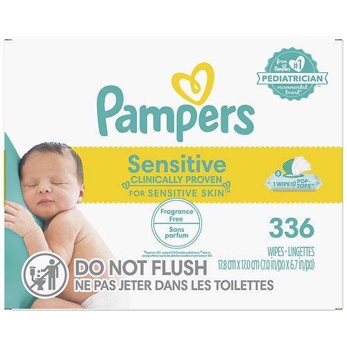 Order Pampers Baby Wipes, Sensitive Fragrance Free - 56.0 ea x 6 pack food online from Walgreens store, Sharon on bringmethat.com