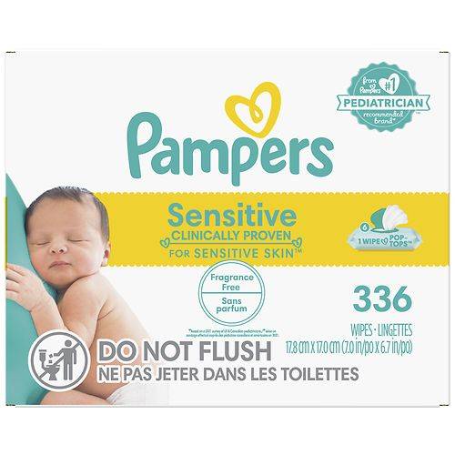 Order Pampers Baby Wipes, Sensitive Fragrance Free - 56.0 ea x 6 pack food online from Walgreens store, Rock Hill on bringmethat.com