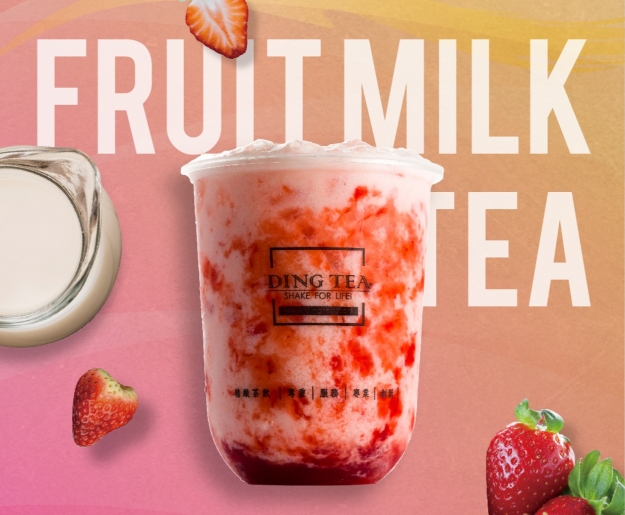 Order Strawberry Milk Tea - CAFFEINE FREE food online from Ding Tea store, Fountain Valley on bringmethat.com