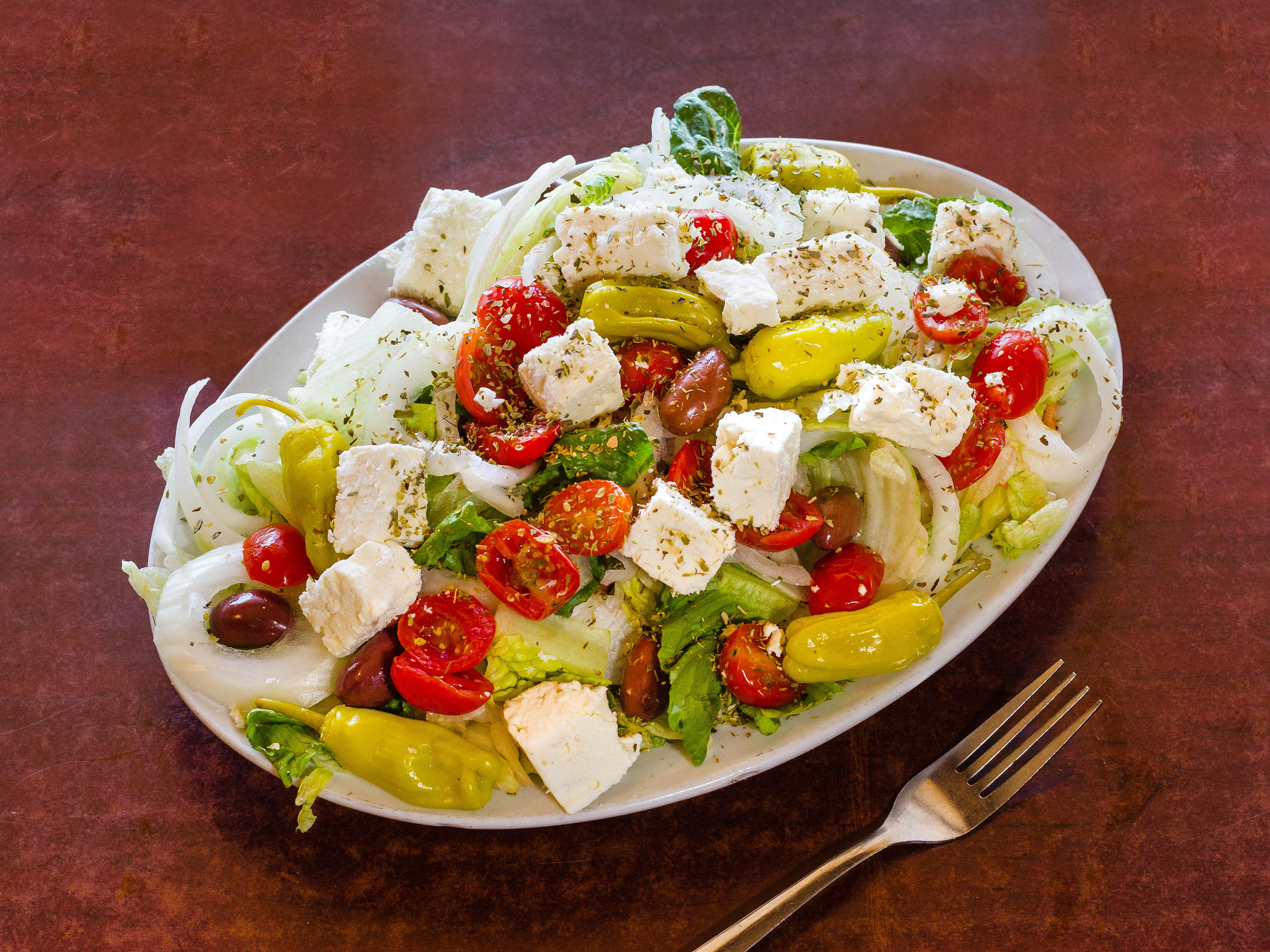 Order Large Greek Salad food online from Azalea Inn store, Norfolk on bringmethat.com