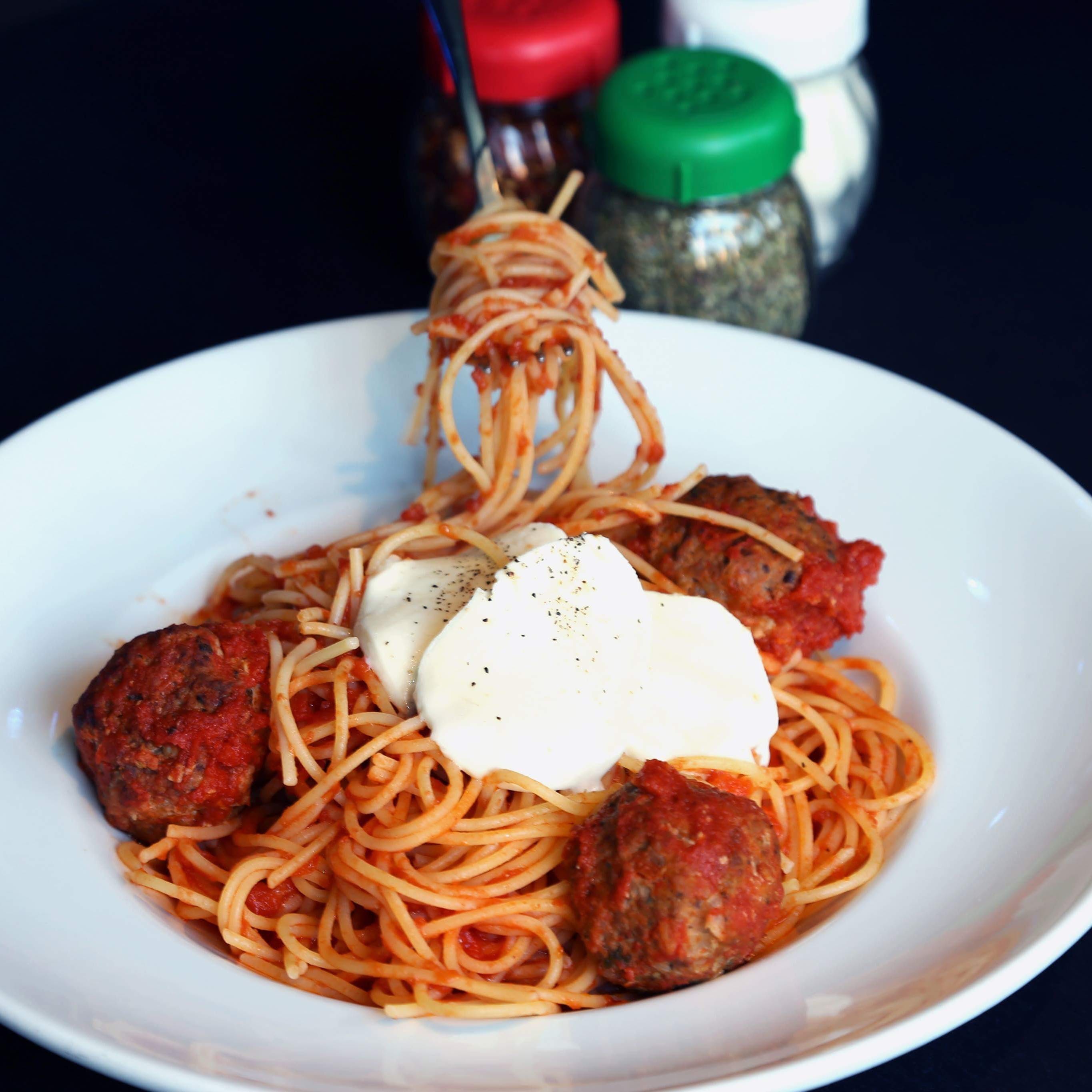 Order Spaghetti & Homemade Meatballs - Pasta food online from Bacino's Pizzeria  store, Chicago on bringmethat.com