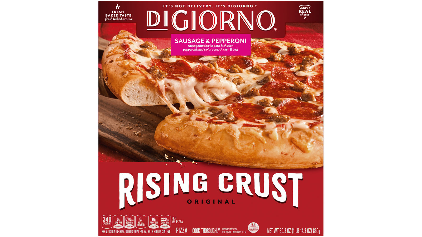 Order Digiorno Sausage & Pepperoni Frozen Pizza On A Rising Crust 30.3 Oz. food online from Lula Convenience Store store, Evesham on bringmethat.com