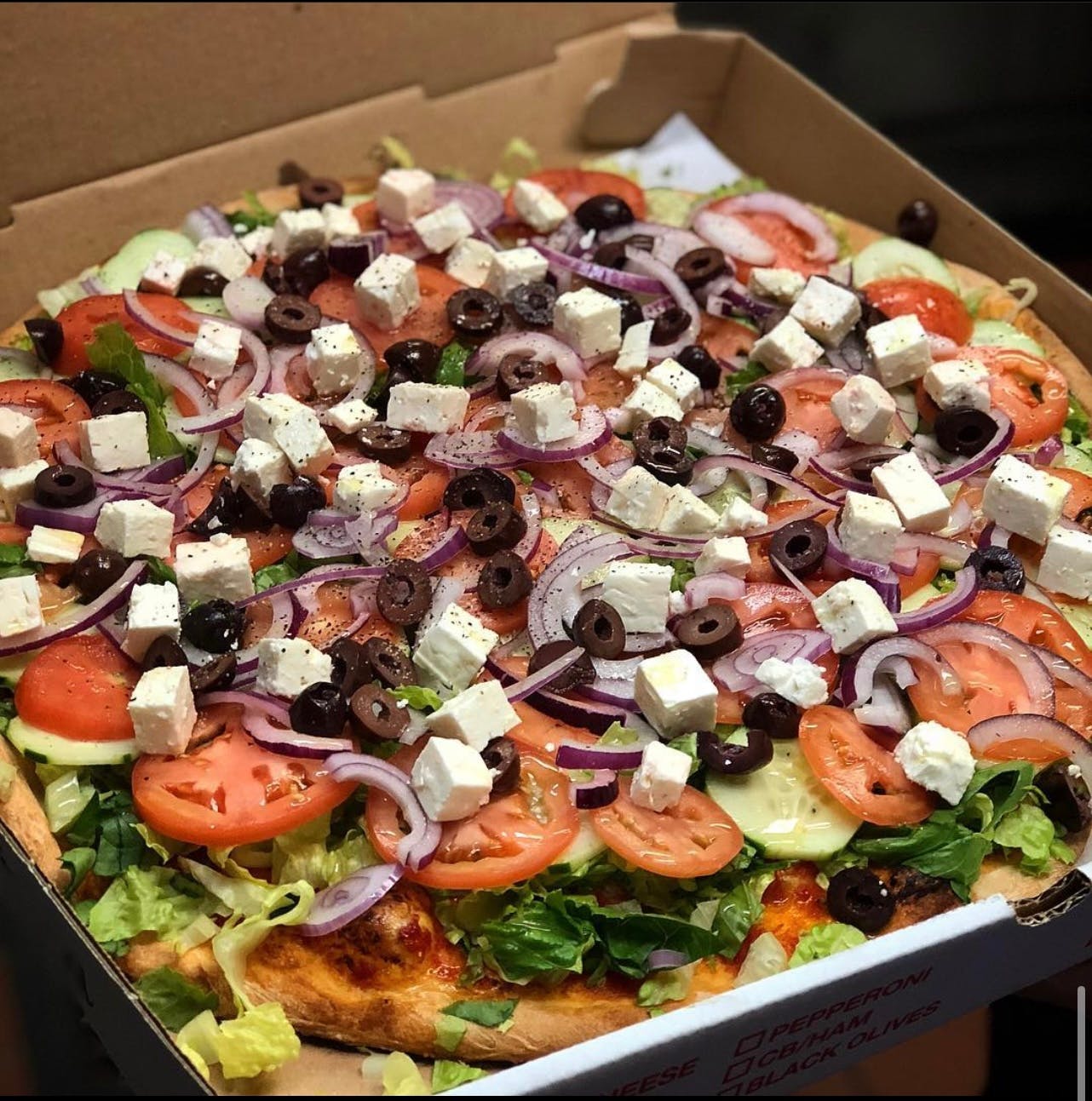 Order Salad Pizza - Personal 12'' food online from Amici Pizza store, Peekskill on bringmethat.com
