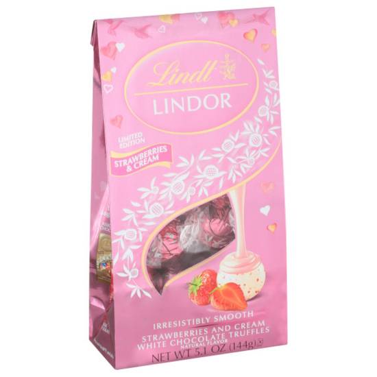 Order Lindt LINDOR Valentine's Strawberries and Cream White Chocolate Candy Truffles, 5.1 oz. Bag food online from CVS store, MORGANTON on bringmethat.com