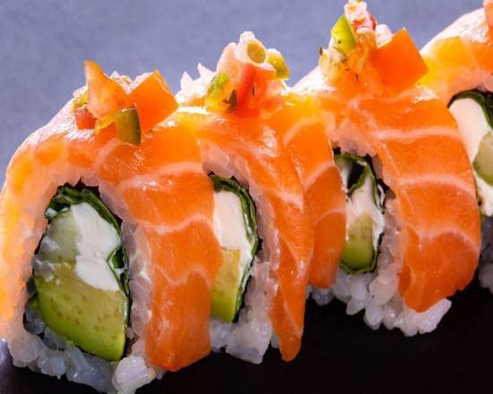 Order Veggie Salmon Ceviche Roll (5 Pcs) food online from SushiStop Culver City store, Culver City on bringmethat.com