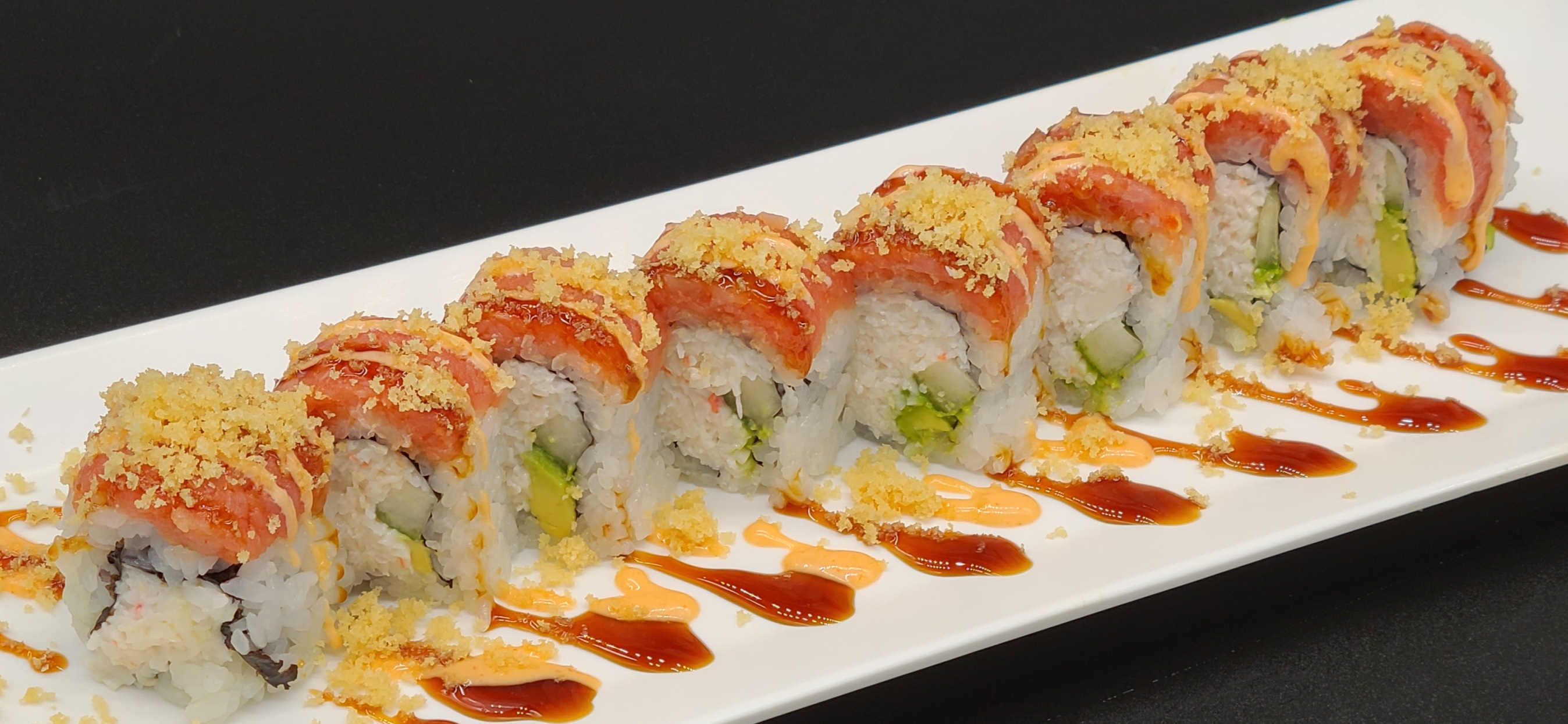 Order P5. Red Dragon Roll(8pcs) food online from Hello Sushi store, Fullerton on bringmethat.com
