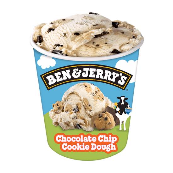 Order Ben & Jerry's Chocolate Chip Cookie Dough Ice Cream 16oz food online from Caseys Carry Out Pizza store, Pekin on bringmethat.com