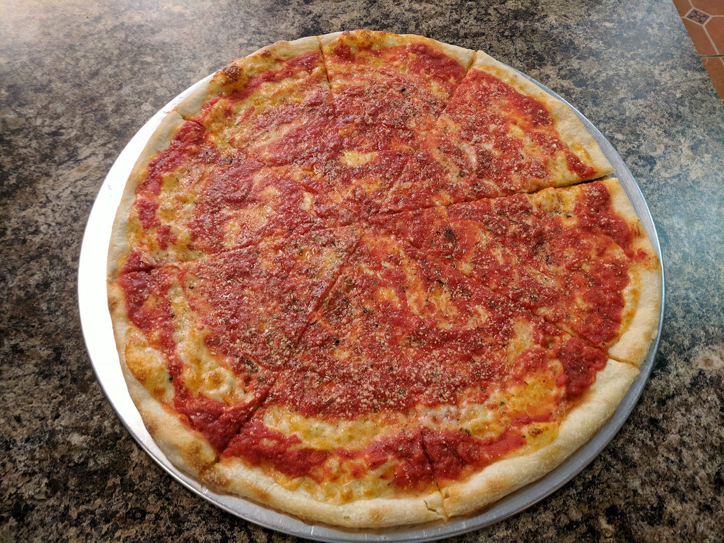 Order Upside Down Pizza - Large 16'' (8 Slices) food online from Rocco's Pizza Restaurant store, Kimberton on bringmethat.com