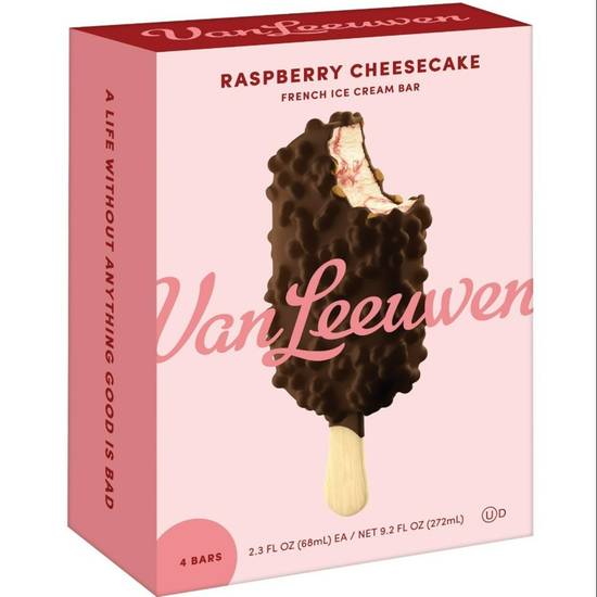 Order Van Leeuwen Raspberry Cheesecake Ice Cream Bar (4 bars) food online from Van Leeuwen store, Arlington on bringmethat.com