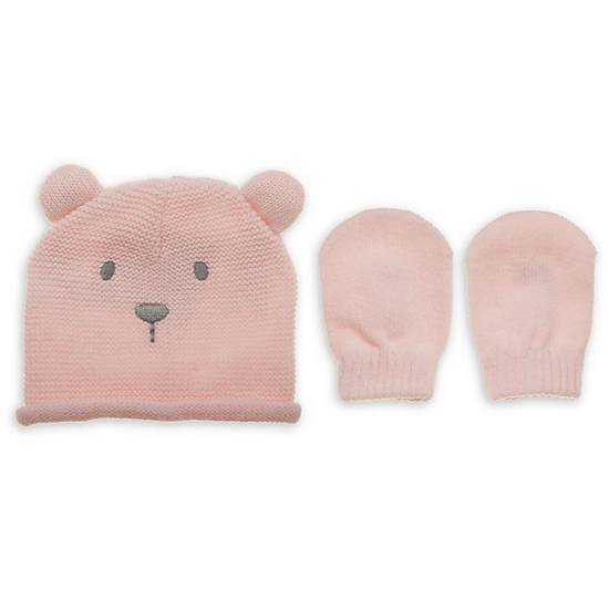Order Little Me® Newborn 2-Piece Acrylic Bear Hat with Mittens in Pink food online from Bed Bath & Beyond store, Grand Island on bringmethat.com