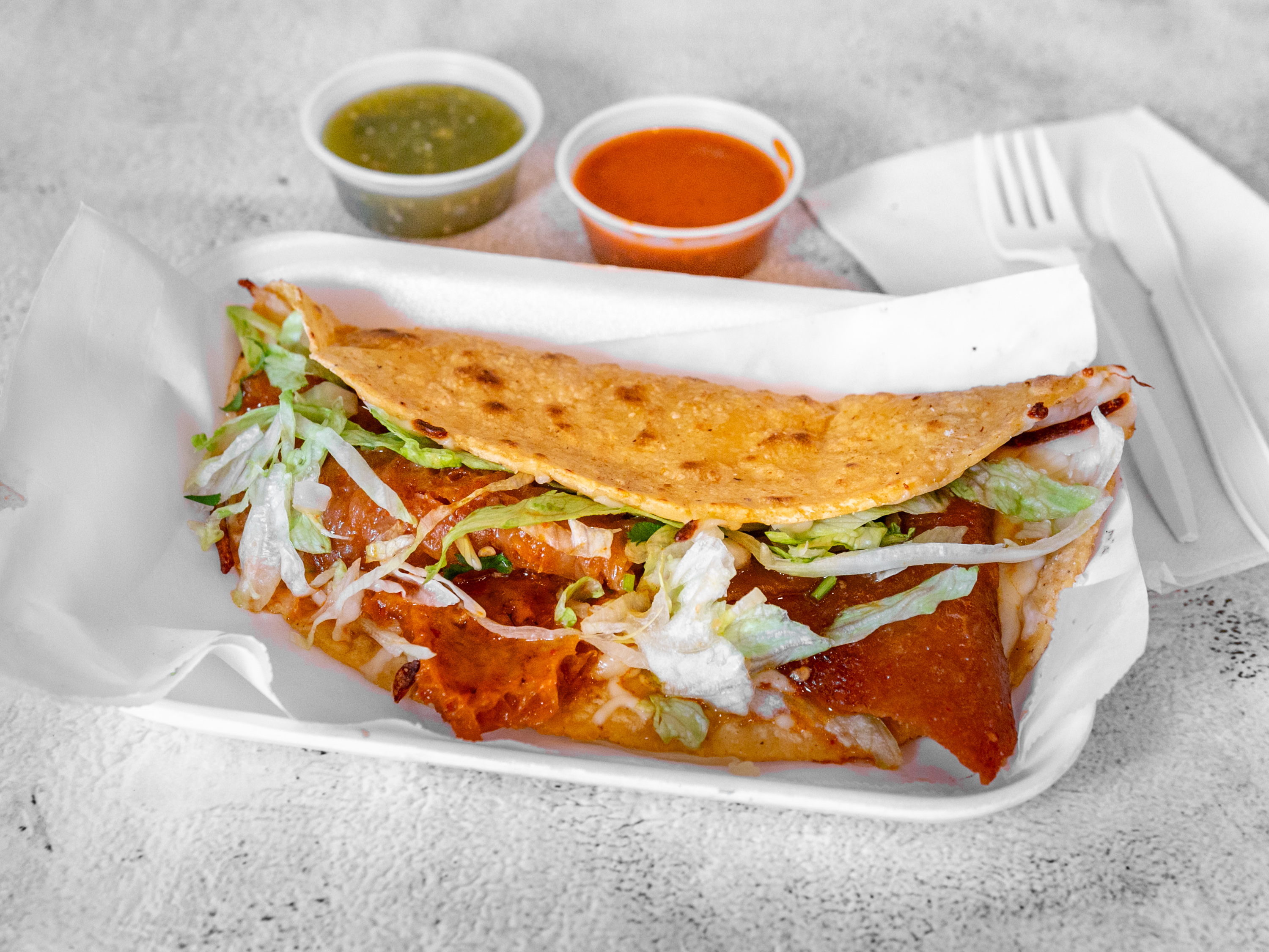 Order Chicharron Quesadilla food online from Tacos Don Goyo store, Downey on bringmethat.com