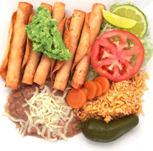 Order Flautas Plate food online from Tacos Cantu store, Dallas on bringmethat.com