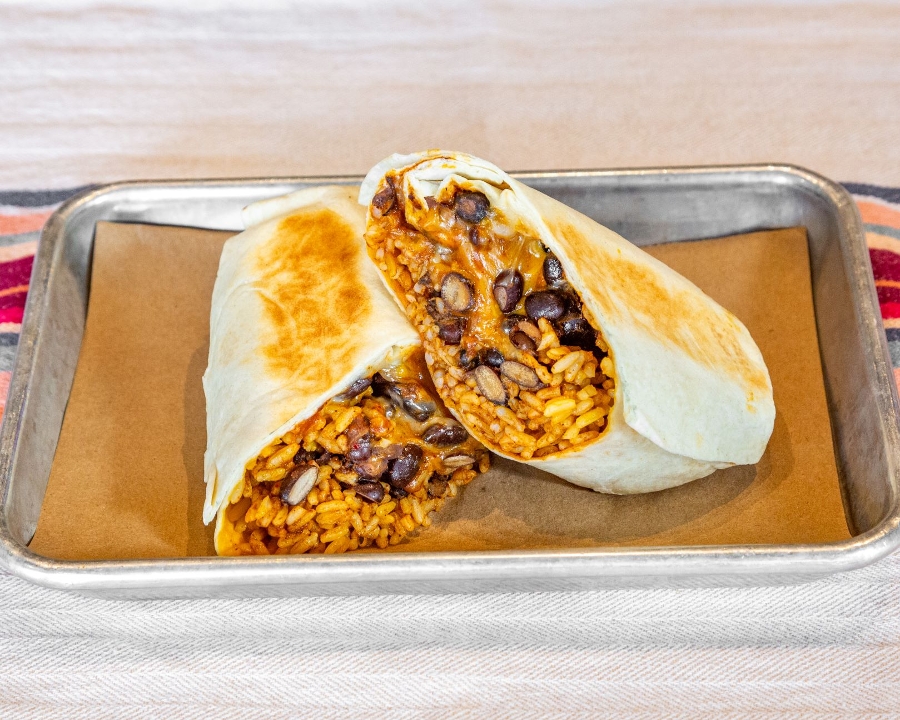 Order Rice Bean & Cheese Burrito food online from Barbacoa store, Summit on bringmethat.com