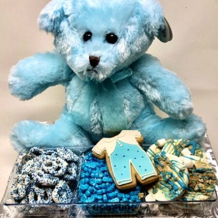 Order Large Baby Boy Blue Bear Chocolate Gift Set food online from Twisted Gourmet Chocolates store, Passaic on bringmethat.com