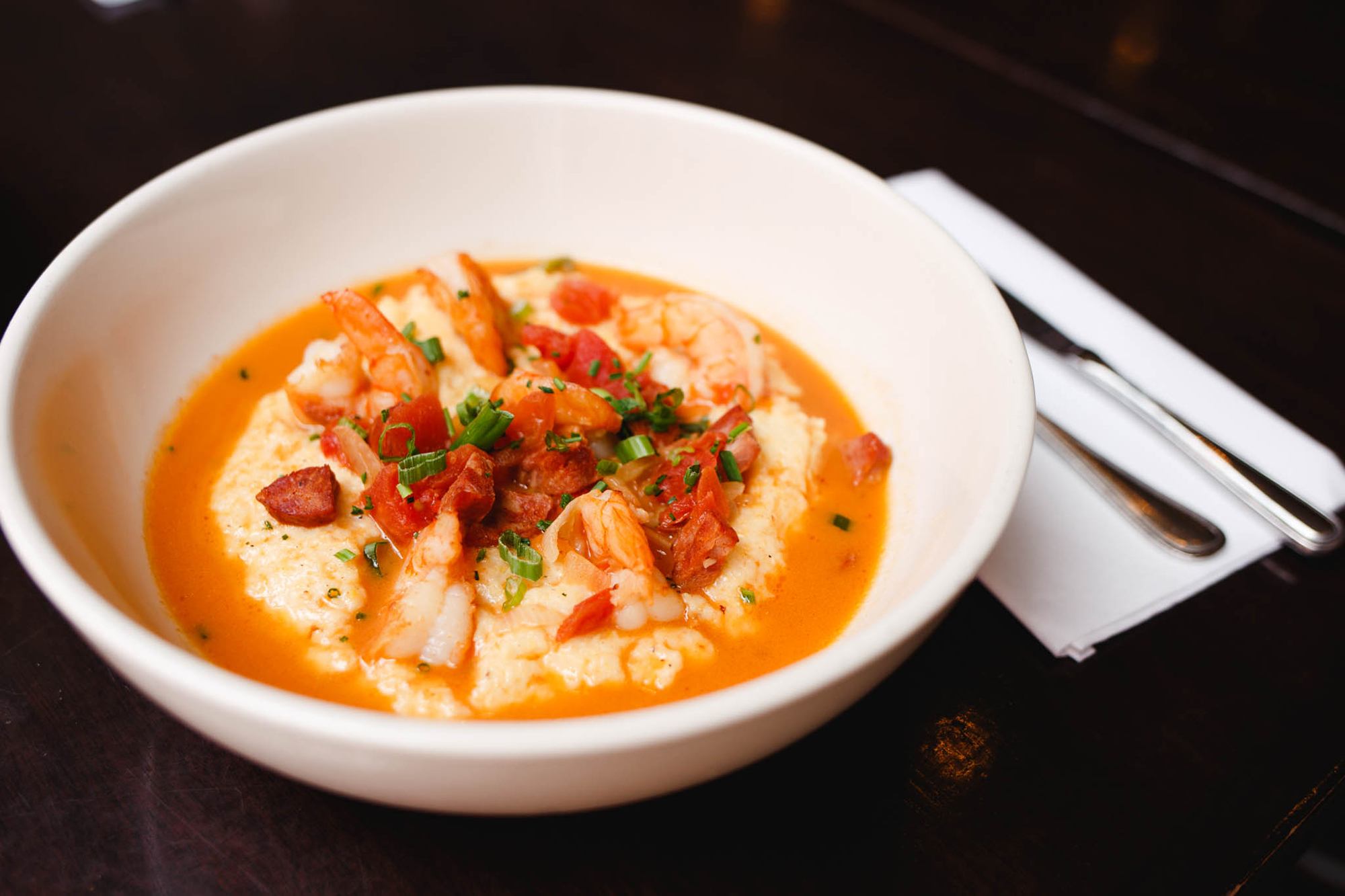 Order Shrimp and Cheddar Grits food online from Doc Crows Southern Smokehouse and Raw Bar store, Louisville on bringmethat.com