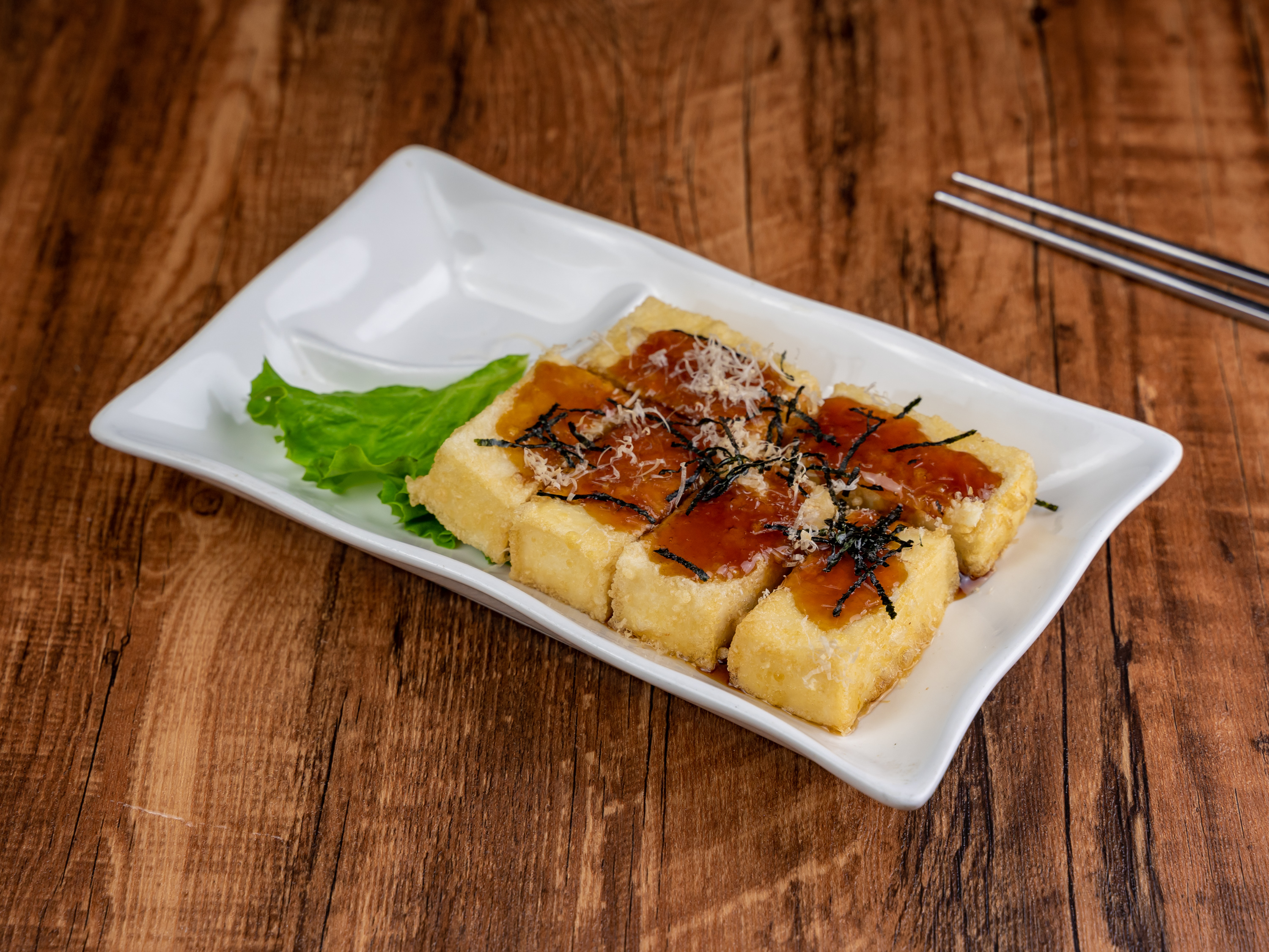 Order A4. Agedashi Tofu food online from Aji Ichi Japanese Restaurant store, San Bruno on bringmethat.com