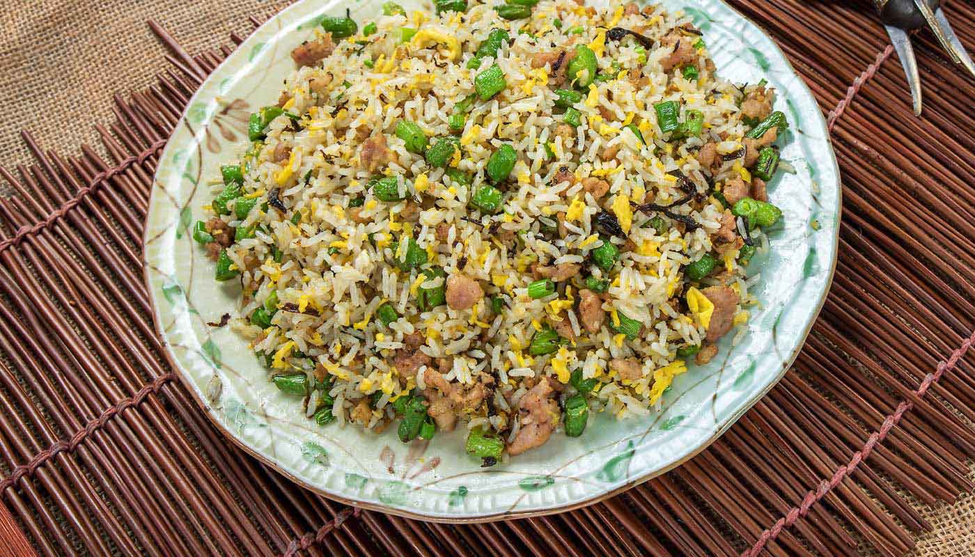 Order H9. Fried Rice with Preserved Vegetable and Minced Pork (欖菜肉鬆炒飯) food online from Happy Harbor Cuisine store, Alhambra on bringmethat.com