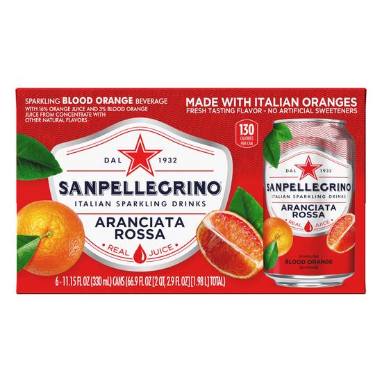 Order Sanpellegrino Aranciata Rossa Sparkling Blood Orange Drinks, 11.15 OZ Cans, 6 CT food online from Cvs store, ARCADIA on bringmethat.com